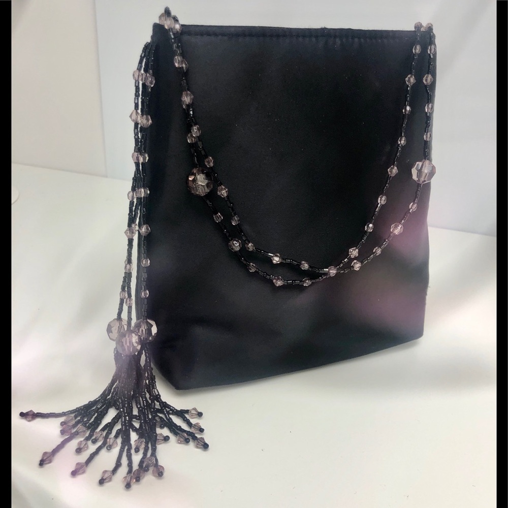 Black beaded cocktail purse